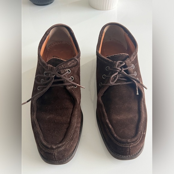 RARE VINTAGE Joan Helpern Brown Suede Laced Loafers Derbys 90s Y2K Joan & David - Picture 6 of 11
